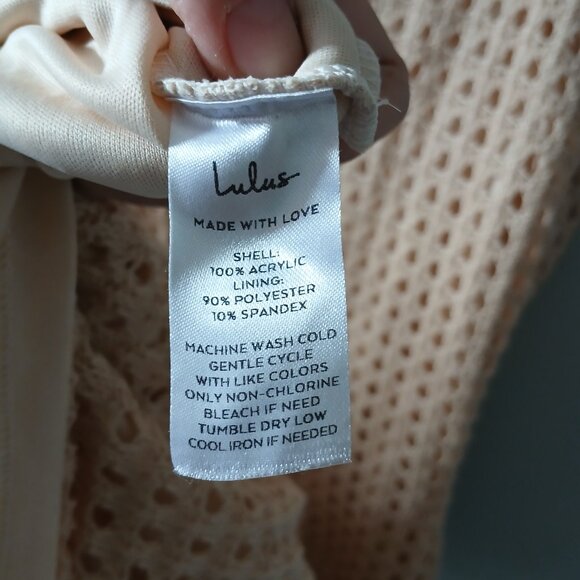 Lulus Bliss at the Beach Beige Loose Knit Midi Dress Sleeveless Size Medium - Picture 10 of 13